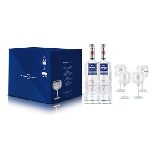 Martin Miller's, Pack de Ginebra perfecto para regalo con 2 Botellas 70 cl y 4 Copas