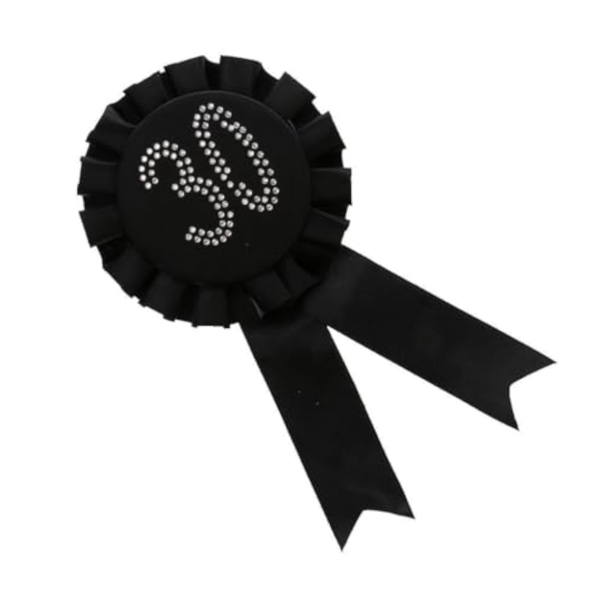 6pc Black Glitter Award Ribbon Rosette Badge Brooch Set