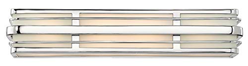 Hinkley Winton Large Four Light Bath Vanity - Transitional & Industrial Style, Inside Etched Glass - Chrome Finish