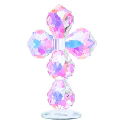 Cruz de Cristal Colorida y Elegante para Decoración y Oración