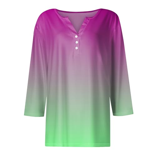 Tops modernos para mulheres 2024 abotoados verão gola V blusas Henley elegantes roupas estampadas mo