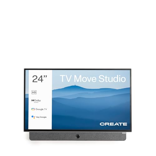 CREATE / TV Move Studio/Téléviseur Smart TV 24' Portable/avec Batterie jusqu'à 3h, écran antireflet, contrôle Vocal, Haute définition, Dolby Audio, Bluetooth 5.1,...