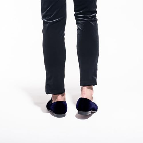 Santimon Mens Tassel Loafers Slip On Wedding Dress Velvet Penny Loafers Fashion Tuxedo Formal Business Casual Luxury Prom Shoes Smoking Party Disco Slippers Suede Moccasins for Men4