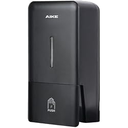 AIKE Liquid Commercial Soap Dispenser,27oz for Bathroom Modern Black,AK1006 | No-Drill and Screw Dual Wall Mount Install Design for Space-Saving,Easy Push Easy Refill and Large Capacity for Commercial
