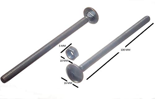 240 bulloni e dadi, zincati, M6 x 100, resistenti alle intemperie, per legno