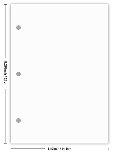 A5 Filler Paper, 3 Hole Planner Refills, Organizer, Loose-Leaf Binder Paper, Total 100 Sheets/200 Pages, 100Gsm, Blank, White Paper, 5.8 X 8.2 Inch #TOP4