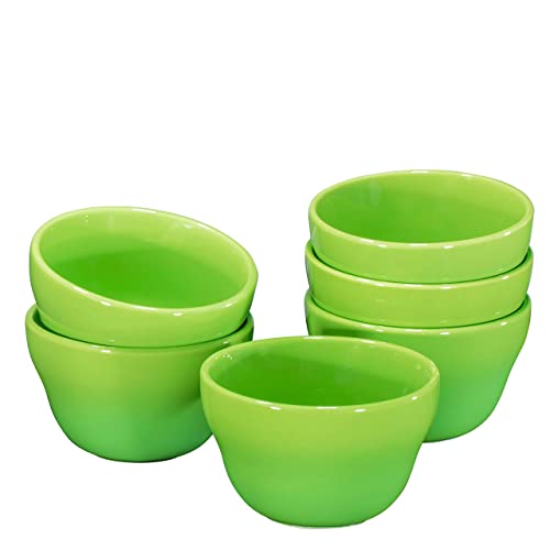 Bruntmor 8 Oz Porcelain Bowls Set Of 6 - For Ice Cream, Dessert, Soup, Small Side Dishes, Salad, Cereal, Rice - Microwave, Dishwasher And Oven Safe - Green #TOP6
