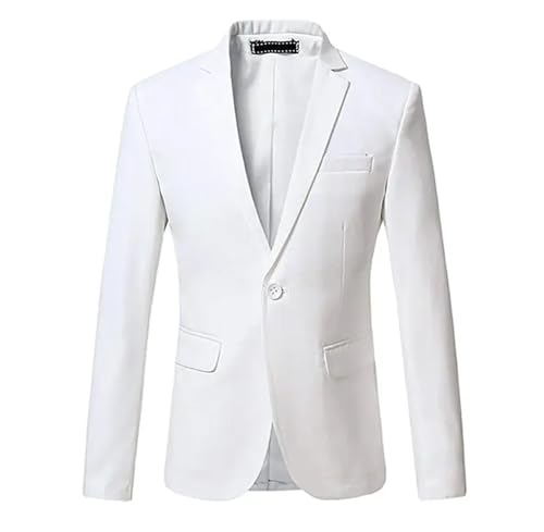 Men's White Suit Blazers One Button Groom Tuxedo Business Jacket Notch Lapel Coat For Party Prom2