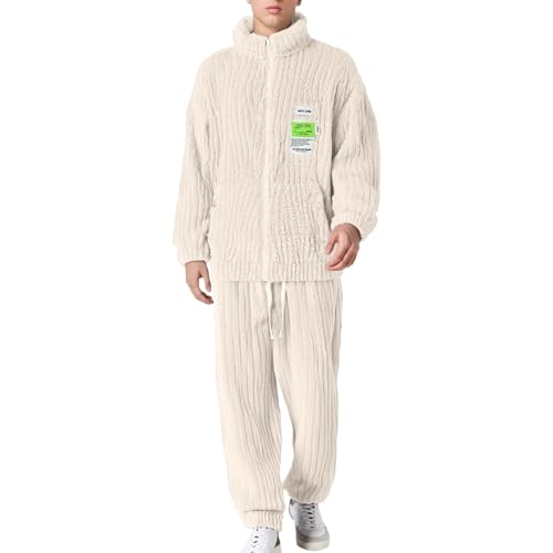 Pyjama homme polaire et flanelle idée cadeau de noël hiver chaud 2 pcs