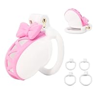 SeLgurFos Keuschheitskäfig Herren mit unsichtbarem Schloss ABS Harz Chastity Cage Männer mit mehreren Karabiner Größen Pink Bow Design Peniskäfig SM Sex Spielzeug (Pink)