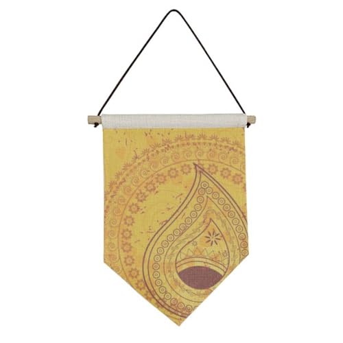 Drapeau à suspendre no/no tissu jaune pour décoration murale de salon