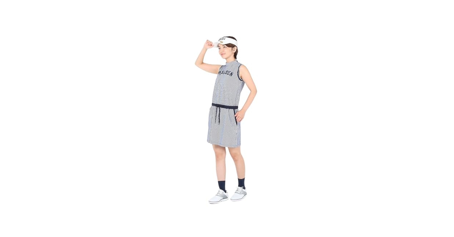 【Rosasen/GOLF】エコサッカーストライプノースリーブワンピース imgrc0090605997.jpg