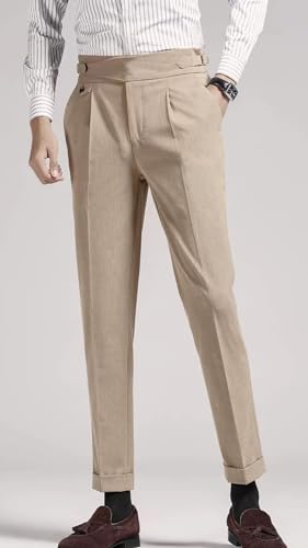 Men's High-Waist Pleated Tailored Dress Pants - Trendy Formal Office Trousers3