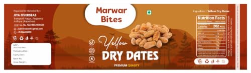 Image of MarwarBites Yellow Dry Dates 1kg | Premium Sukha Khajoor | Natural Dry Chuhara | Sweet Pili Kharak | Traditional Indian Kharek | Jar Pack for Festive Use & Everyday Snacking