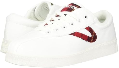 TRETORN Nyliteplus Canvas Sneakers Women's Lace-Up Casual Tennis Shoes Classic Vintage Style, White/Red Plaid, 8 | Image 5