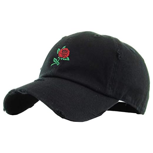 KBSV-124V BLK Rose Flowers Love Good Vibes Men Women Dad Hat Baseball Cap Adjustable Unisex