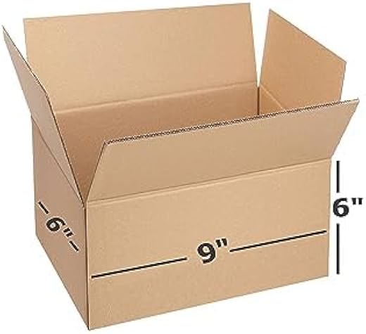 Powerlon 9 x 6 x 6 Corrugated Cardboard 3 Ply Box For Packing, Moving, Shipping, Gifting, Multi Propose Use (Pack of 50)