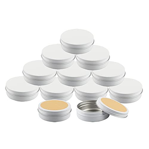 BasicPacking 100 Stück 100ml Weiß Leere Rund Aluminiumdose mit Schraubdeckel Alu-Dose Aluminium Schraubdose Cremedose Kerzendosen Kosmetikdosen Blechdosen Aludose mit 100 Stück 70mm Aufkleber Cover