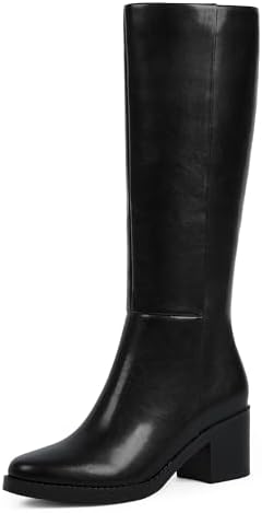 Knee High Boots for Women 2.56" Chunky Heel Round Toe Side Zipper...