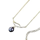 Collar de gargantilla de plata de ley 925 con colgante de perlas negras blancas naturales de 8-9mm para mujer, collares S925