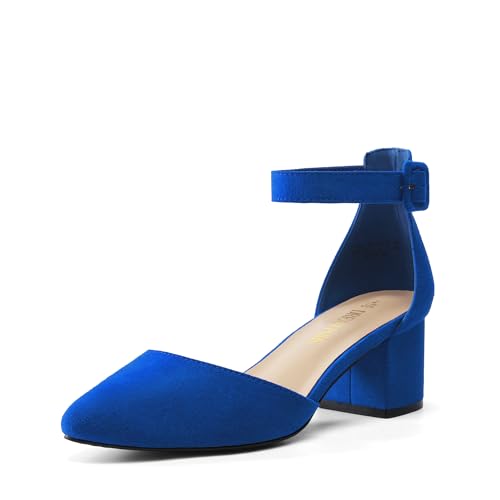 Image of DREAM PAIRS ANNEE Pointed Toe Low Chunky Heels Pump Shoes