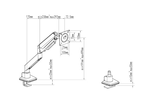 Image of ErgoYou Premium Gas Spring Heavy Duty Adjustable Monitor Arm Stand - for 13 inch-49 inch Screens - 20kgs Capacity - VESA Compliant - Clamp & Grommet Mount - 360 Rotation - G5 Series - 2 Year Warranty