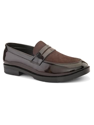 Image of STANPHORD Mens Loafers Men Brown Solid Formal Office wear semi Casual Slip on moccaisns Suede Penny Loafers Shoes