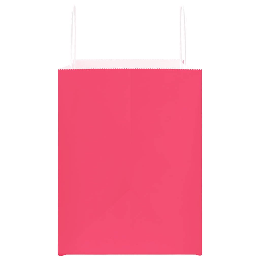 250 Stk. Papiertragetaschen Rosa, Stabile Geschenktüten mit Henkel, 32x22x28 cm Kraftpapier Tüten für Einkauf, Party und Takeaway