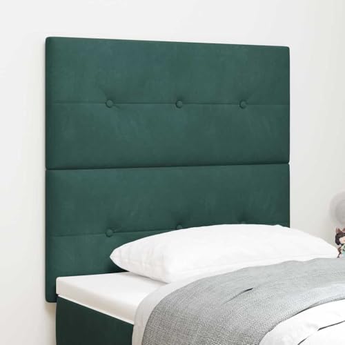 Mokuyary Cabecero de cama de terciopelo verde oscuro de 90 cm para dormitorio