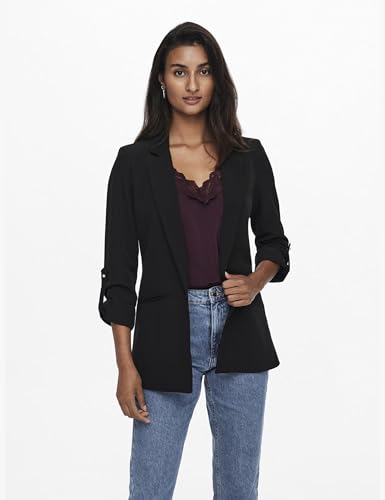 ONLY Damen Blazer ONLKayle Orleen Sakko mit Dreiviertel-Ärmeln 15218743 Black 42