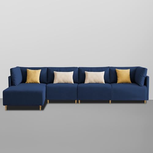 Image of Carina LHS 6 Seater L Shape Sofa Set for Living Room (Blue Fabric) Premium Fabric Sofa