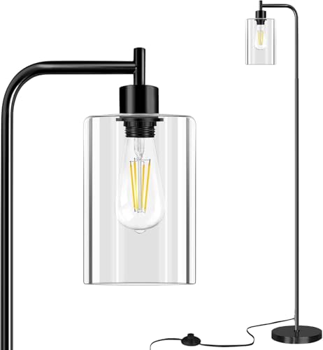 Image of Floor Lamp with Bulb Included,66”Tall Lamp Glass Lampshade Standing Lamp
