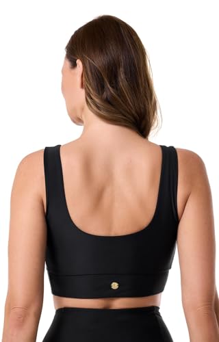 Coolibar UPF 50+ Women's Spring Garden Crop Bikini Top - Sun Protective Black3