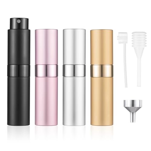 Kiperline 4 Pezzi Nebulizzatore Profumo, 8ml Bottiglia Spray Vuote Nebulizzatore Porta Profumo Da Viaggio Dispenser Profumo Portatile Portaprofumo Borsa Ricaricabile