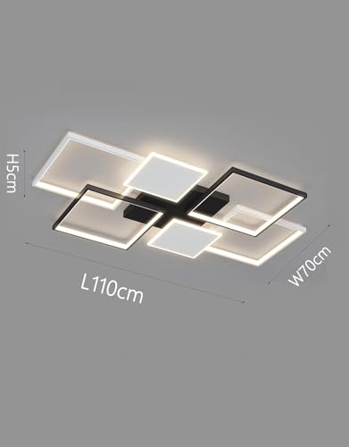 Plafonnier LED rectangulaire moderne intensité variable noir blanc 110cm - 6
