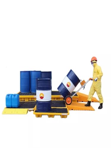 Industrial Oil Drum Spill Containment Platform - Stackable HDPE Pallet with Detachable Grates for Leak Prevention(530x430x110mm)