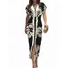 CHICME Summer Dresses for Women Floral Print Plunge V Neck Midi Dress Casual Ruched Slit Bodycon Party Dress