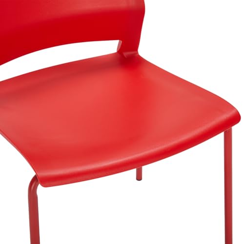 Image of Sidanli Stackable Office Chairs, Red Guest Chairs with Comfortable Streamline Seat, Stacking Chairs No Wheels for Conference Room, Set of 4