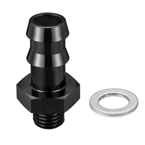 Image of EVIL ENERGY M12x1.5 Metric to 1/2 Barb Fuel Pump Inlet Outlet Fitting Adapter with Washer,Aluminum Black