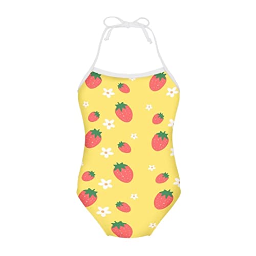 Image of Pinupub Girls Cute Swimsuit One Piece Bathing Suit Sleeveless Halter Neck Swimwear Beachwear