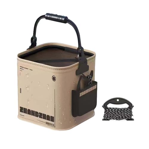 3.7 Gallon Collapsible Fishing Bucket - Live Bait Bucket w/Aerator Pocket