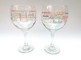 Set 2 Copas Balón Gin Tonic para Regalo con Palabras de Colores 64.5 cl Combinado de Vidrio