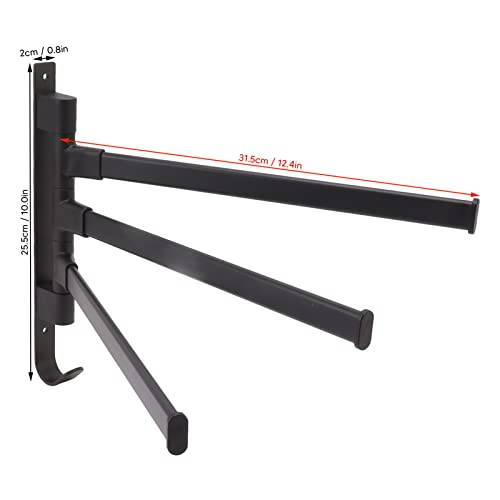 Swivel Towel Rail 3/4/5 Arming 30 Cm Swivel Towel Rail 180¡ã Rotation Towel Holder Aluminum Swivel Arm Towel Rail for Bathroom Black (3 Arms) - Image 3