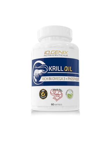 iO.GENIX - Krill Oil | 60 softgels | Extracto Lipídico del Crustáceo Krill Antártico | Omega 3 (EPA y DHA), Fosfolípidos y Astaxantina