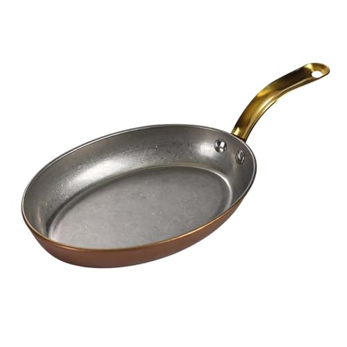Poêle à paella ovale en acier inoxydable or 20 cm avec poignée unique