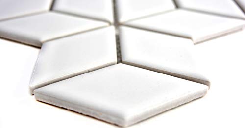 MOS13OV-0101_f - Azulejos de cerámica en 3D, color blanco brillante, 10 unidades