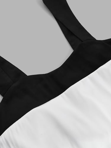 SHENHE Women's Satin Tie Back Tank Top Color Block Wide Strap Scoop Neck Silky Top 6