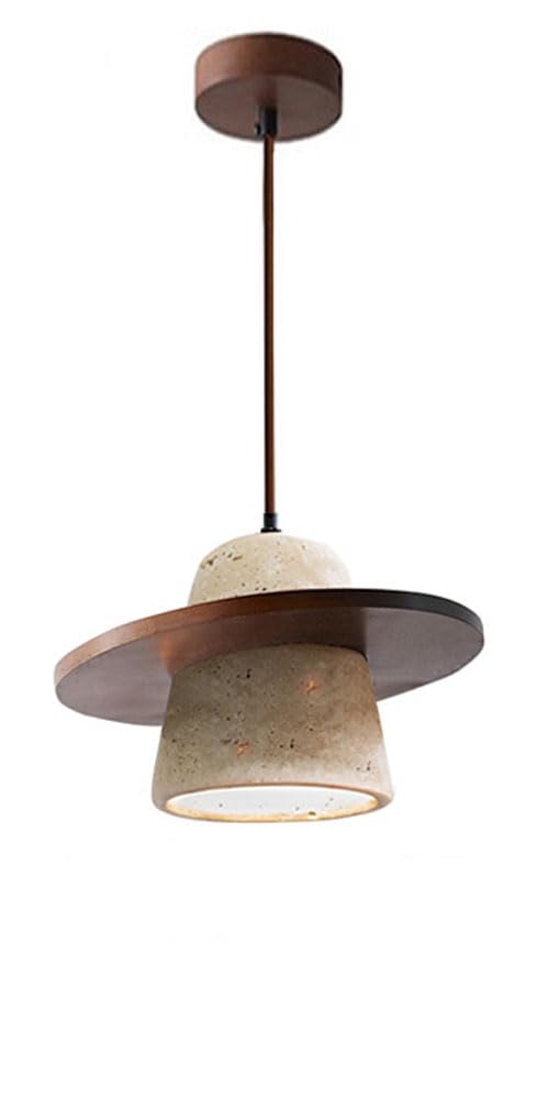 ITOSUI Wabi Pendant Light - Travertine Cone-Shaped Chandelier for Dining Room, Kitchen, and Living Decor(Walnut Color)