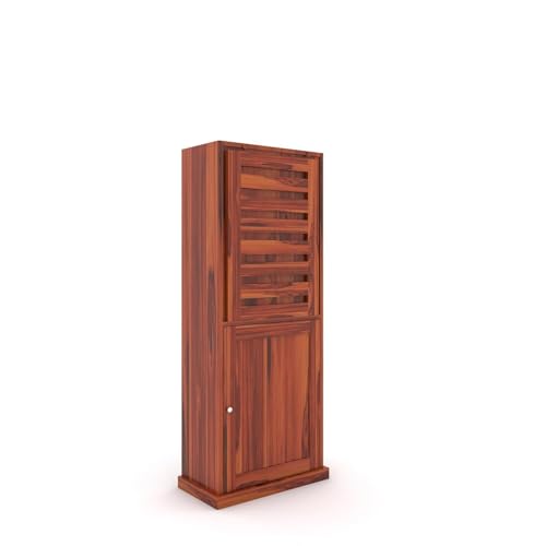Image of SUNCOM Solid Sheesham Wood Foldable Study Table for Adults | Computer Table for Home | Office Table for Office Work | Work from Home Table with Door Cabinet & Shelf Storage | Rosewood, Natural