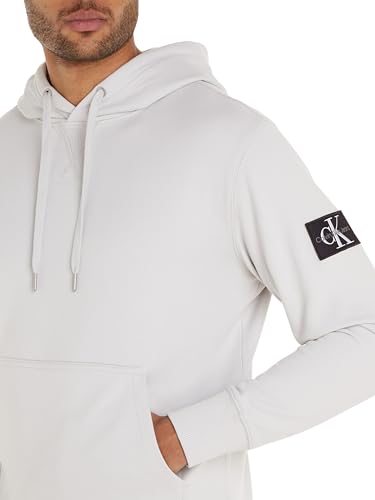 Calvin Klein Herren Hoodie Badge mit Kapuze, Grau (Lunar Rock) ,XS 2